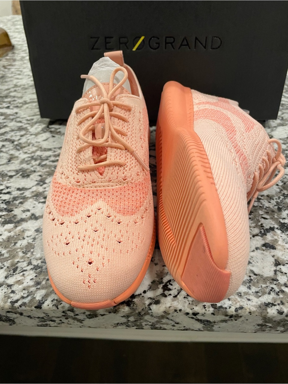 Cole Haan Peach Knit Zerogrand Lace-Up Sneakers